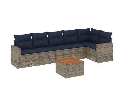 Sofos Komplektas Su Pagalvėlėmis, 7 Dalių, Pilkas, Poliratanas