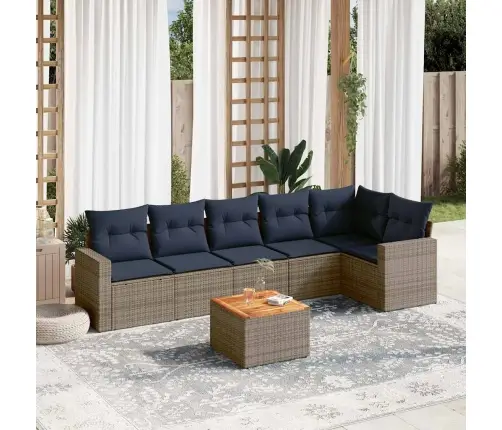 Sofos Komplektas Su Pagalvėlėmis, 7 Dalių, Pilkas, Poliratanas