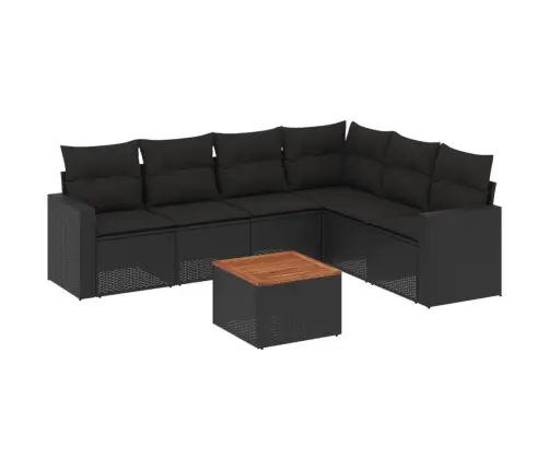 7-Daļīgs Dārza Dīvāna Komplekts Ar Matračiem, Melna Pe Vidaxl