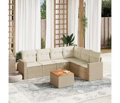 7-Osaline Aiadiivani Komplekt Patjadega, Beež, Polürotang