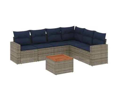 Sofos Komplektas Su Pagalvėlėmis, 7 Dalių, Pilkas, Poliratanas