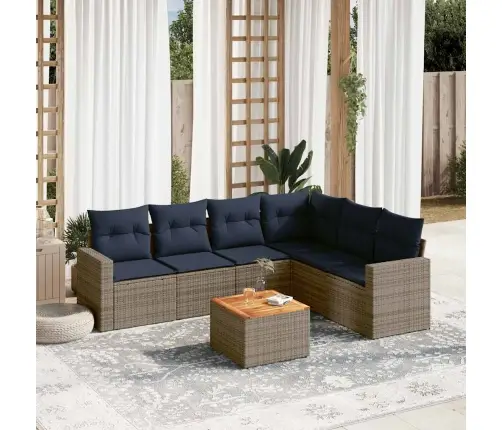 Sofos Komplektas Su Pagalvėlėmis, 7 Dalių, Pilkas, Poliratanas