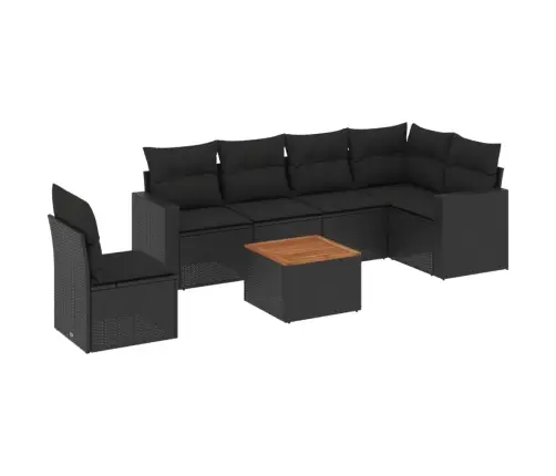 7-Daļīgs Dārza Dīvāna Komplekts Ar Matračiem, Melna Pe Vidaxl