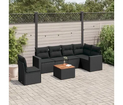 7-Daļīgs Dārza Dīvāna Komplekts Ar Matračiem, Melna Pe Vidaxl
