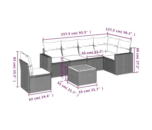 7-Osaline Aiadiivani Komplekt Patjadega, Must, Polürotang