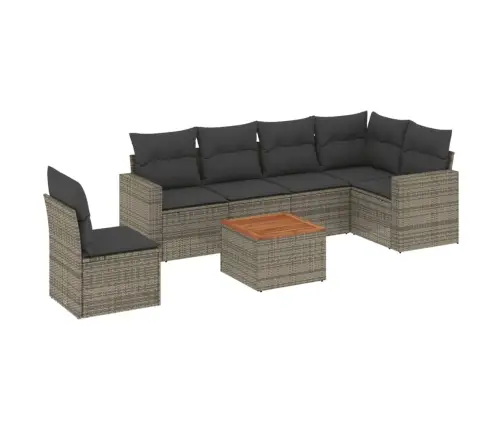 Sofos Komplektas Su Pagalvėlėmis, 7 Dalių, Pilkas, Poliratanas