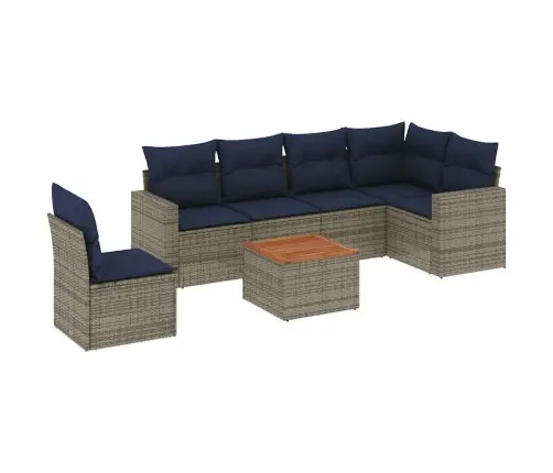 Sofos Komplektas Su Pagalvėlėmis, 7 Dalių, Pilkas, Poliratanas