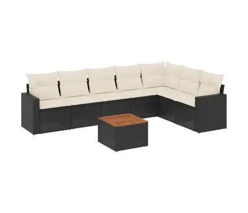 8-Daļīgs Dārza Dīvāna Komplekts, Matrači, Melna Pe Rotangpalma Vidaxl