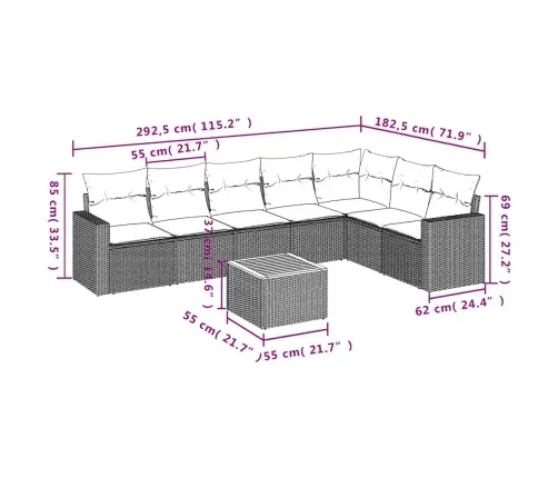 8-Daļīgs Dārza Dīvāna Komplekts, Matrači, Melna Pe Rotangpalma Vidaxl