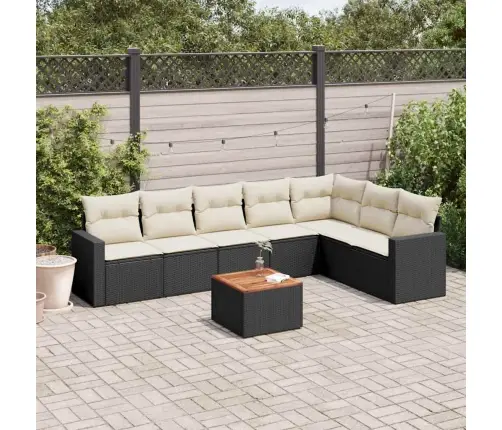 8-Daļīgs Dārza Dīvāna Komplekts, Matrači, Melna Pe Rotangpalma Vidaxl