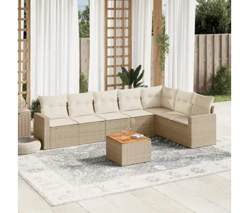 Sofos Komplektas Su Pagalvėlėmis, 8 Dalių, Smėlio, Poliratanas