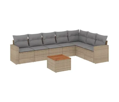 8-Daļīgs Dārza Dīvāna Komplekts, Matrači, Bēša Pe Rotangpalma Vidaxl