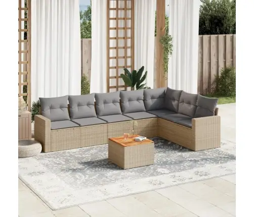 8-Daļīgs Dārza Dīvāna Komplekts, Matrači, Bēša Pe Rotangpalma Vidaxl