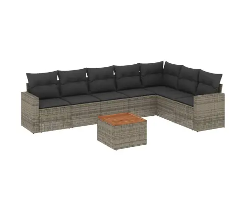 8-Daļīgs Dārza Dīvāna Komplekts Ar Matračiem, Pelēks Pe Pinums Vidaxl