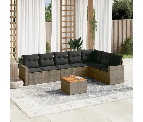 8-Daļīgs Dārza Dīvāna Komplekts Ar Matračiem, Pelēks Pe Pinums Vidaxl