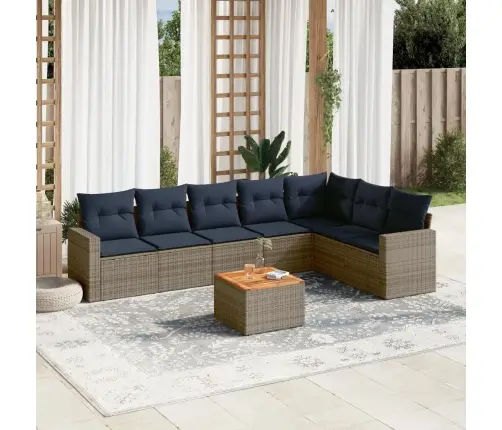 8-Daļīgs Dārza Dīvāna Komplekts Ar Matračiem Pelēka Rotangpalma Vidaxl