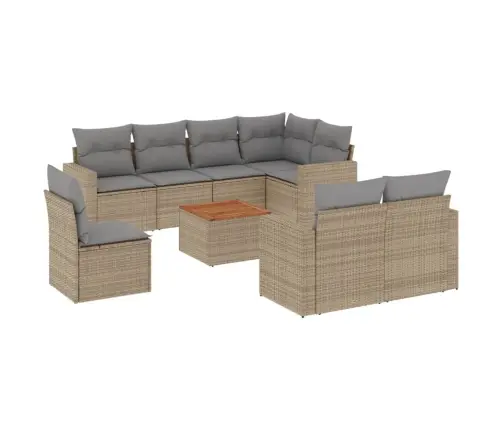 Sofos Komplektas Su Pagalvėlėmis, 9 Dalių, Smėlio, Poliratanas