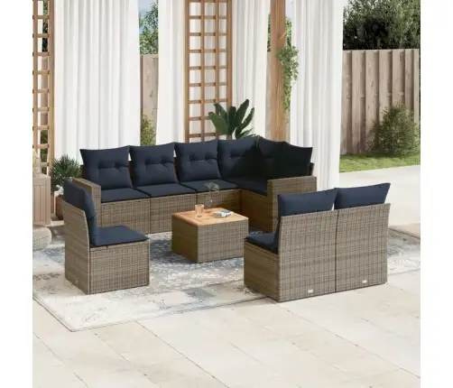 Sofos Komplektas Su Pagalvėlėmis, 9 Dalių, Pilkas, Poliratanas