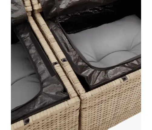 Sofos Komplektas Su Pagalvėlėmis, 10 Dalių, Smėlio, Poliratanas