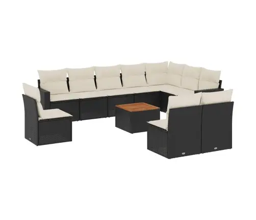 11-Daļīgs Dārza Dīvāna Komplekts, Matrači, Melna Pe Rotangpalma Vidaxl