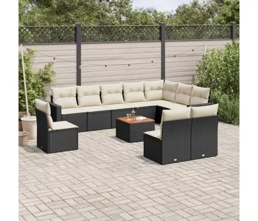 11-Daļīgs Dārza Dīvāna Komplekts, Matrači, Melna Pe Rotangpalma Vidaxl