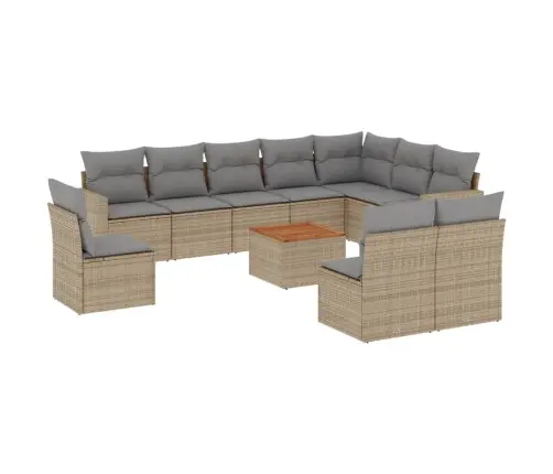 11-Daļīgs Dārza Dīvāna Komplekts Ar Matračiem,Pe Rotangpalma Vidaxl