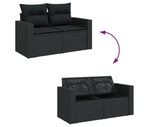 12-Daļīgs Dārza Dīvānu Komplekts, Matrači, Melna Pe Rotangpalma Vidaxl