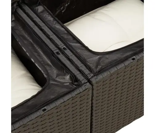 12-Osaline Aiadiivani Komplekt Patjadega, Must, Polürotang