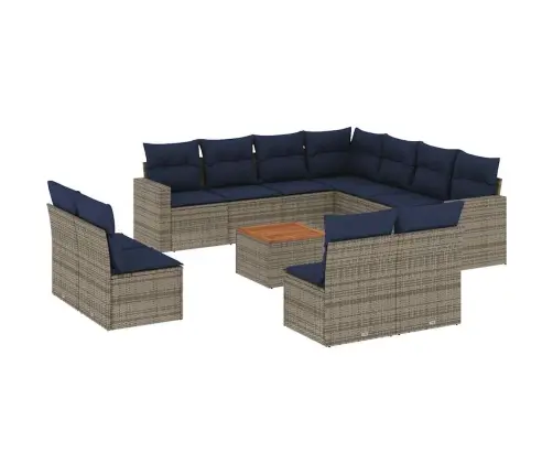 Sodo Komplektas Su Pagalvėlėmis, 12 Dalių, Pilkas, Poliratanas