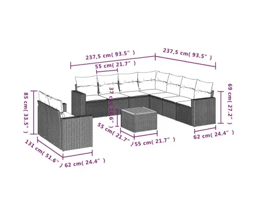 Sofos Komplektas Su Pagalvėlėmis, 10 Dalių, Pilkas, Poliratanas