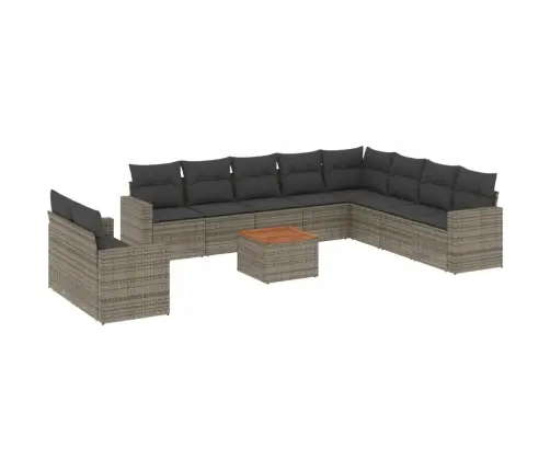 Sodo Komplektas Su Pagalvėlėmis, 11 Dalių, Pilkas, Poliratanas