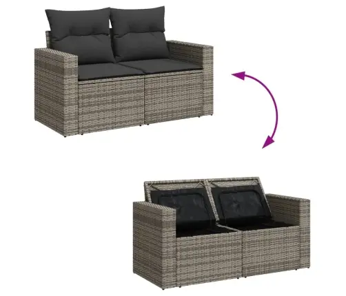 Sodo Komplektas Su Pagalvėlėmis, 11 Dalių, Pilkas, Poliratanas