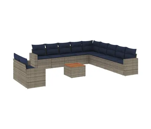 12-Daļīgs Dārza Dīvānu Komplekts Ar Matračiem, Pelēks Pe Vidaxl