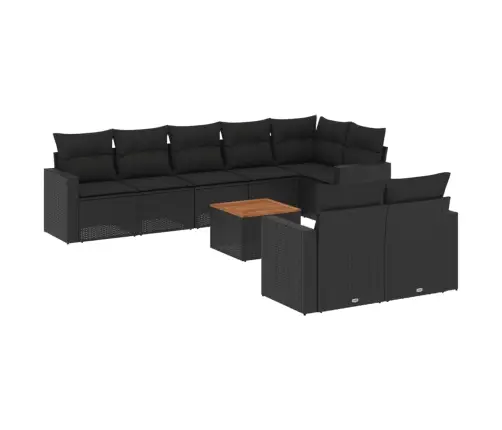 9-Daļīgs Dārza Dīvāna Komplekts, Matrači, Melna Pe Rotangpalma Vidaxl