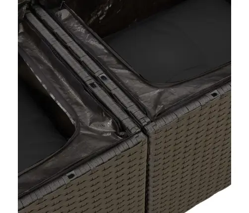 Sodo Komplektas Su Pagalvėlėmis, 9 Dalių, Juodas, Poliratanas