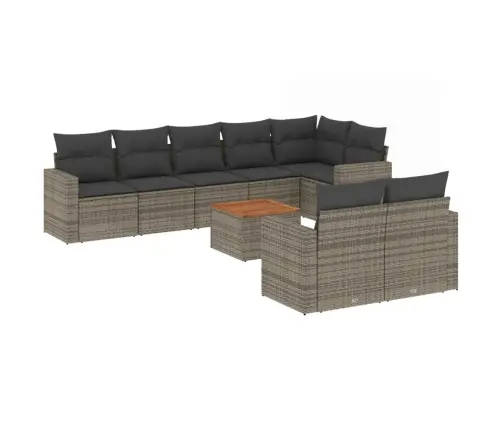 Sofos Komplektas Su Pagalvėlėmis, 9 Dalių, Pilkas, Poliratanas