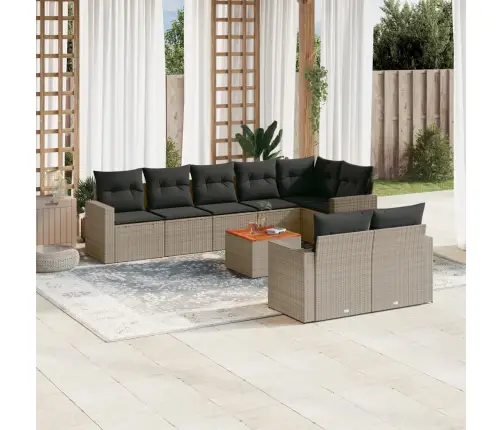 Sofos Komplektas Su Pagalvėlėmis, 9 Dalių, Pilkas, Poliratanas