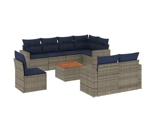 9-Daļīgs Dārza Dīvāna Komplekts Ar Matračiem Pelēka Rotangpalma Vidaxl