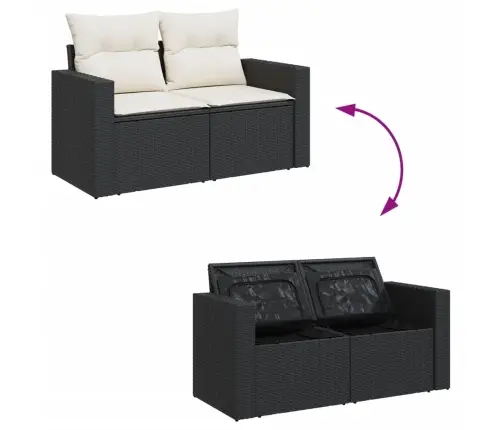 7-Daļīgs Dārza Dīvāna Komplekts Ar Matračiem, Melna Pe Vidaxl