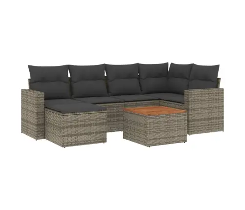 Sofos Komplektas Su Pagalvėlėmis, 7 Dalių, Pilkas, Poliratanas