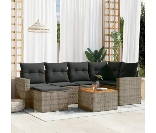 Sofos Komplektas Su Pagalvėlėmis, 7 Dalių, Pilkas, Poliratanas