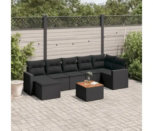 8-Daļīgs Dārza Dīvāna Komplekts, Matrači, Melna Pe Rotangpalma Vidaxl