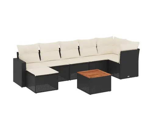 Sofos Komplektas Su Pagalvėlėmis, 8 Dalių, Juodas, Poliratanas