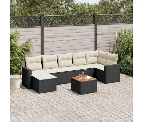 Sofos Komplektas Su Pagalvėlėmis, 8 Dalių, Juodas, Poliratanas