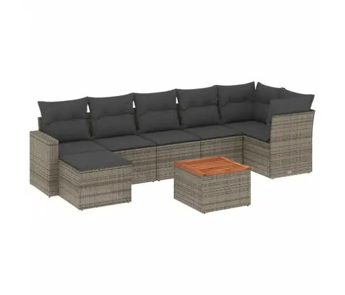 8-Daļīgs Dārza Dīvāna Komplekts Ar Matračiem, Pelēks Pe Pinums Vidaxl