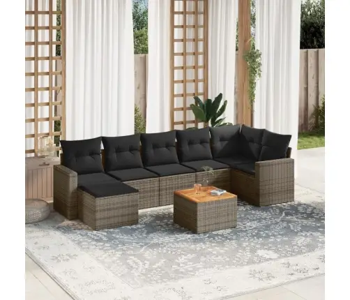 8-Daļīgs Dārza Dīvāna Komplekts Ar Matračiem, Pelēks Pe Pinums Vidaxl