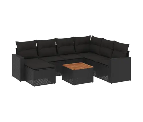 8-Daļīgs Dārza Dīvāna Komplekts, Matrači, Melna Pe Rotangpalma Vidaxl