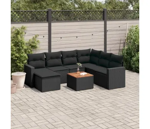 8-Daļīgs Dārza Dīvāna Komplekts, Matrači, Melna Pe Rotangpalma Vidaxl