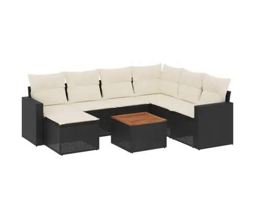 8-Daļīgs Dārza Dīvāna Komplekts, Matrači, Melna Pe Rotangpalma Vidaxl