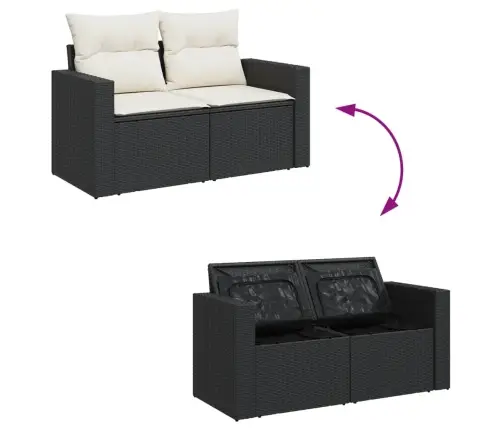 8-Daļīgs Dārza Dīvāna Komplekts, Matrači, Melna Pe Rotangpalma Vidaxl